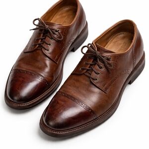 Trask Gallatin ES Brown Bison Leather Cap Toe Oxford Shoes 9.5M